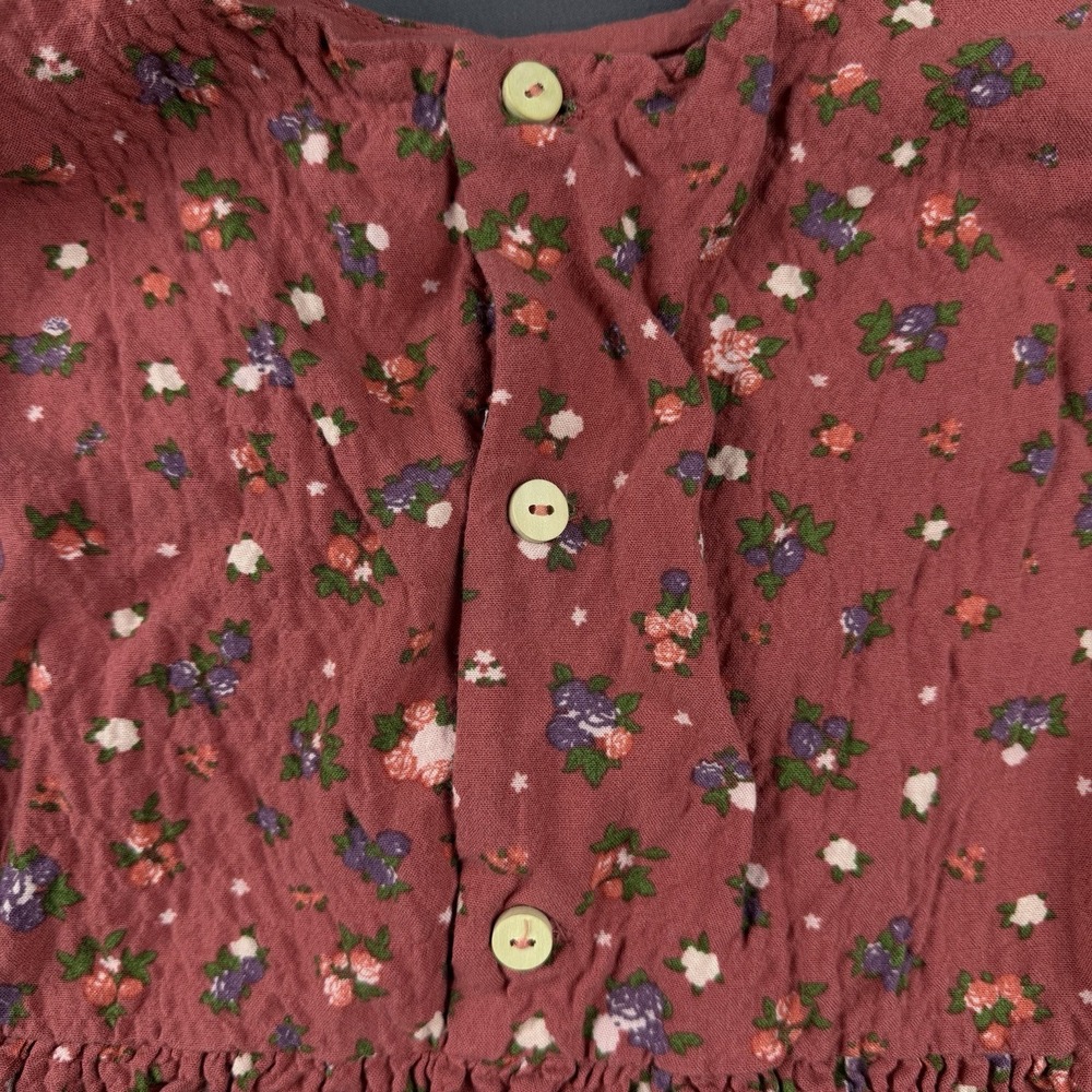 ZARA Girls Red Floral A-Line Knee Length Dress 2-3 Years Long Sleeve Ruffle - Picture 11 of 13